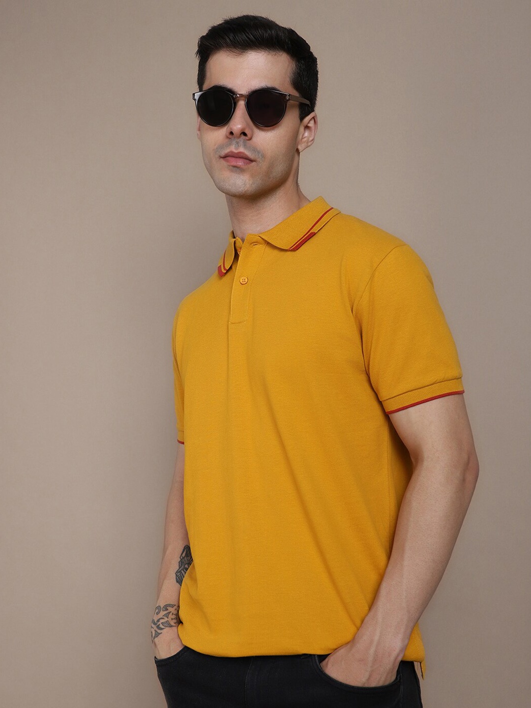 

Dennis Lingo Polo Collar Pure Cotton T-shirt, Mustard