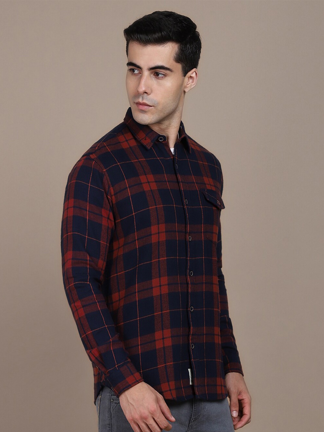 

Dennis Lingo Tartan Checked Cotton Slim Fit Opaque Casual Shirt, Red