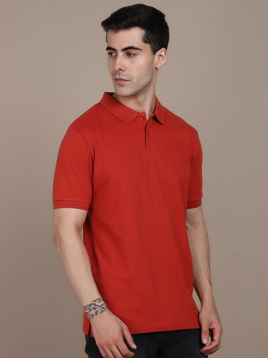 

Dennis Lingo Polo Collar Cotton T-shirt, Red