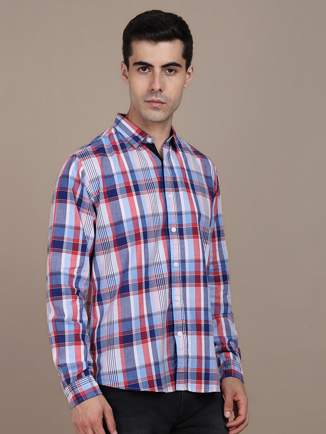 

Dennis Lingo Slim Fit Tartan Checked Pure Cotton Casual Shirt, Blue