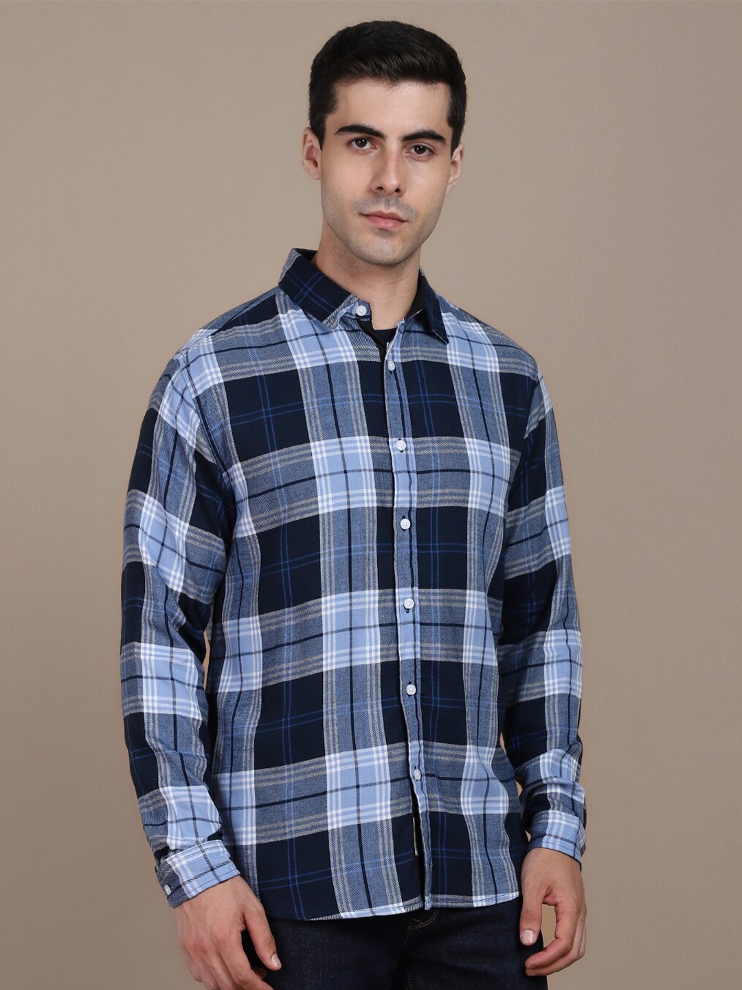 

Dennis Lingo Slim Fit Tartan Checked Pure Cotton Casual Shirt, Blue