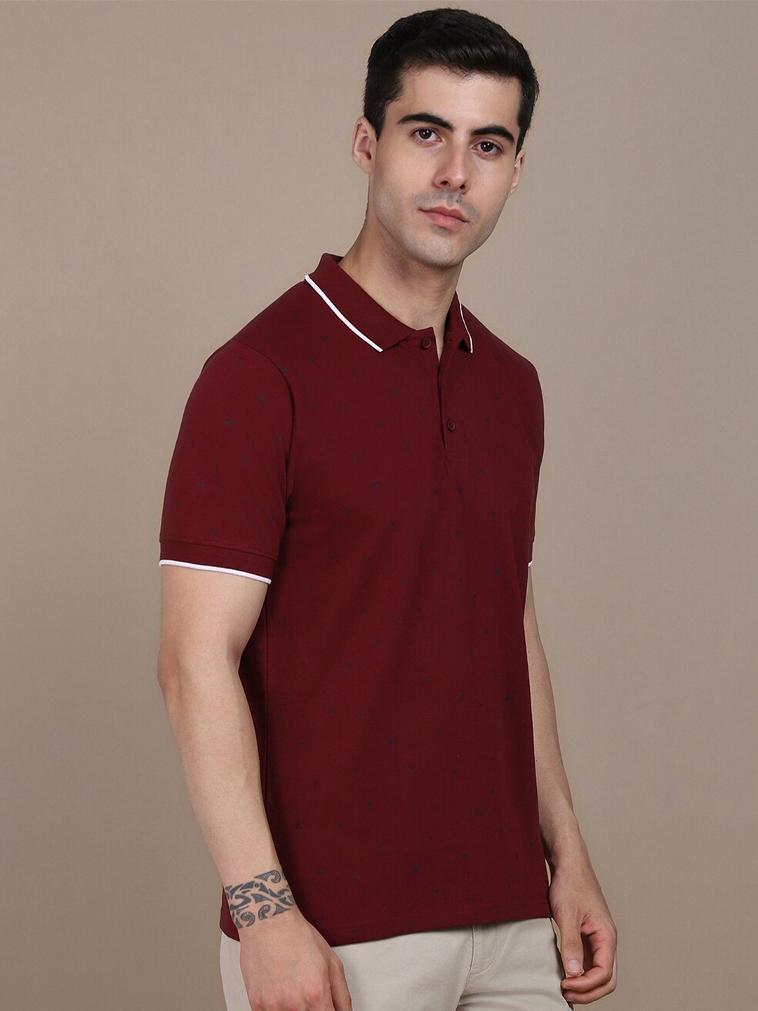 

Dennis Lingo Polo Collar Pure Cotton T-shirt, Maroon