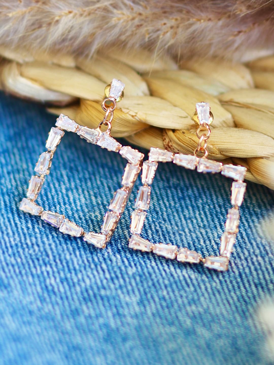 

Ayesha Rose Gold-Plated Contemporary Drop Earrings