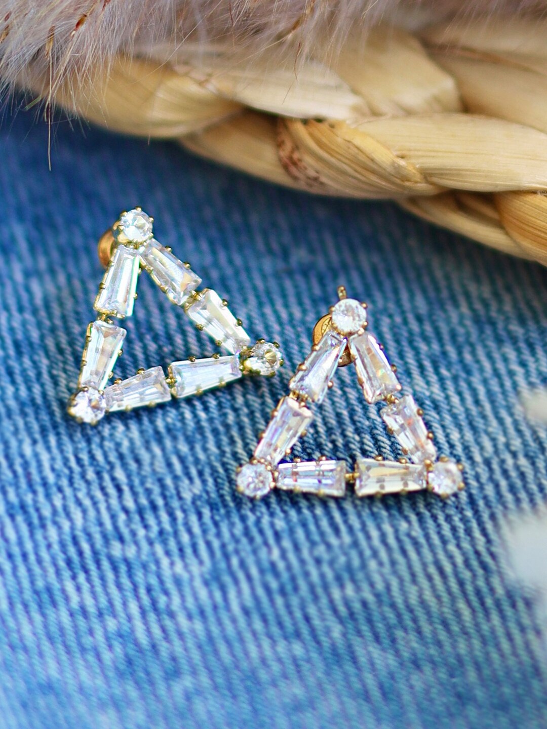 

Ayesha Gold-Plated Triangular Studs Earrings