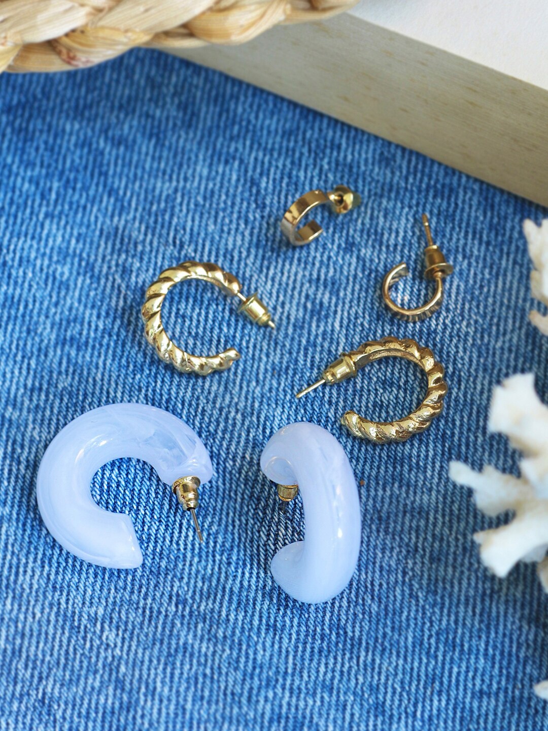 

Ayesha Set Of 3 Gold-Plated Contemporary Studs Earrings