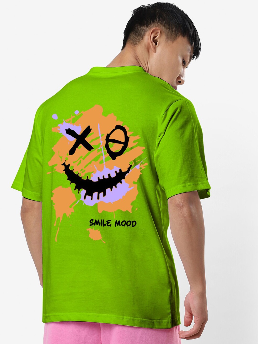 

STATUS MANTRA Conversatinal Printed Oversized Pure Cotton T-shirt, Green