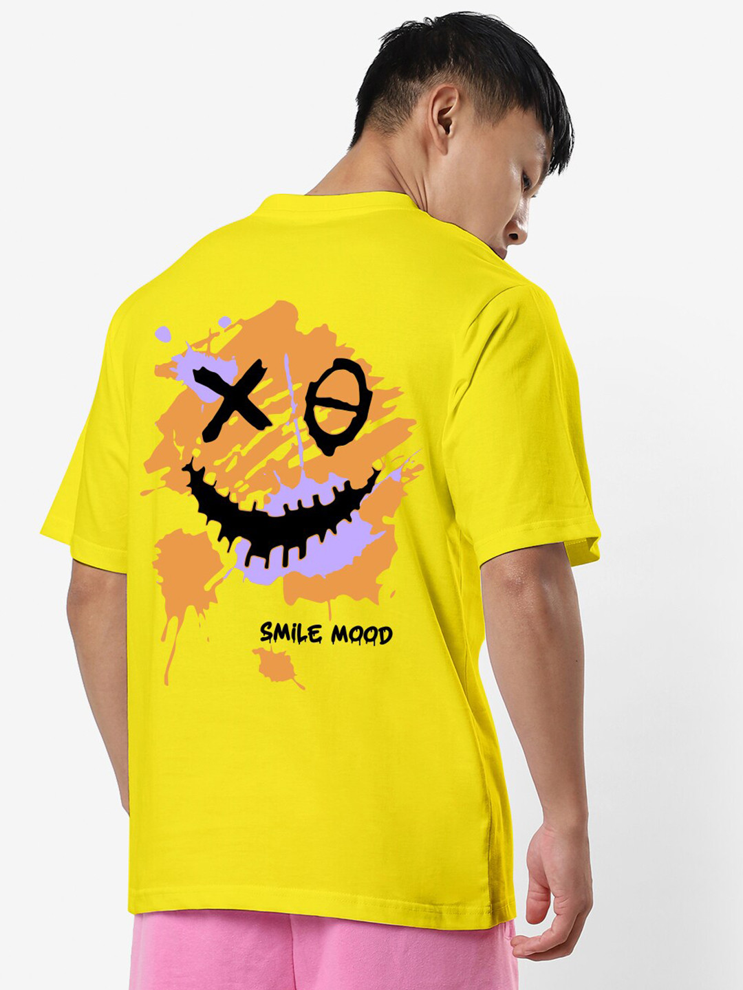 

STATUS MANTRA Conversatinal Printed Oversized Pure Cotton T-shirt, Yellow