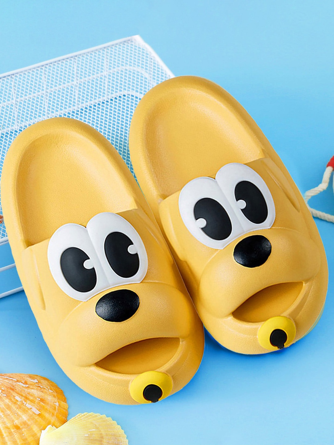 

Baby Moo Kids Self Design Waterproof Anti-Skid Sliders, Yellow