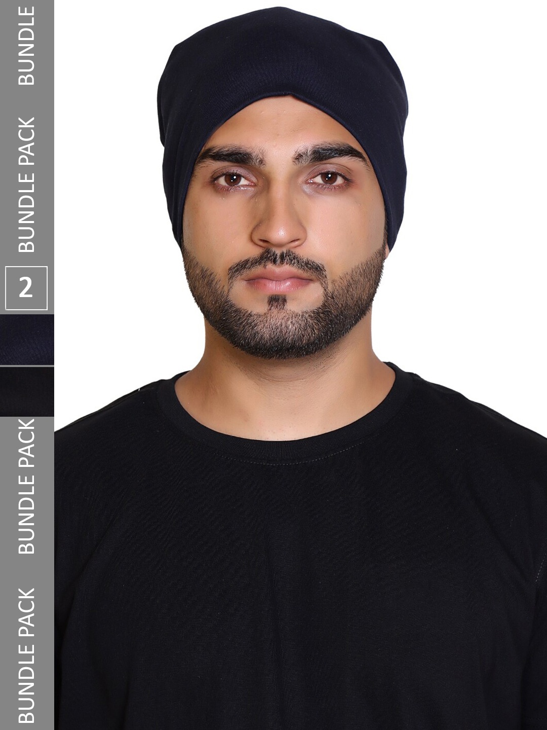 

Gajraj Unisex Pack Of 2 Cotton Slouchy Beanies, Navy blue