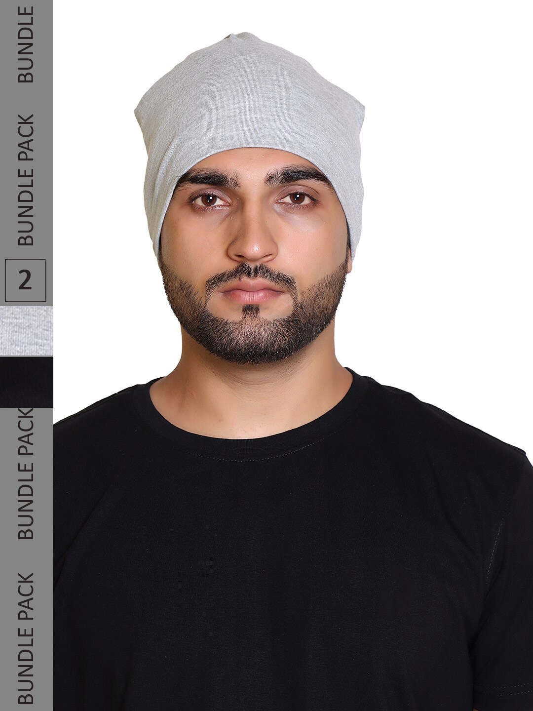 

Gajraj Unisex Pack Of 2 Cotton Slouchy Beanie, Grey