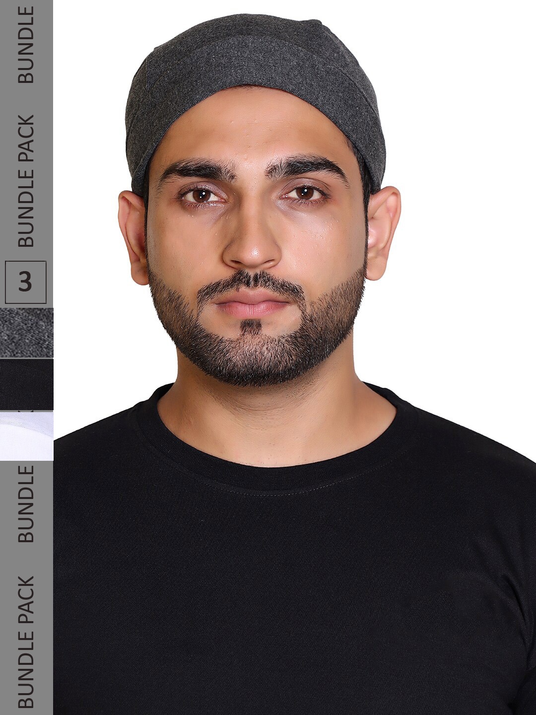 

Gajraj Unisex Pack of 3 Cotton Beanie, Black