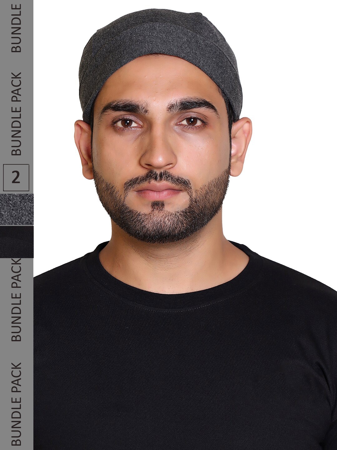 

Gajraj Unisex Pack Of 2 Cotton Patka Skull Cap, Black