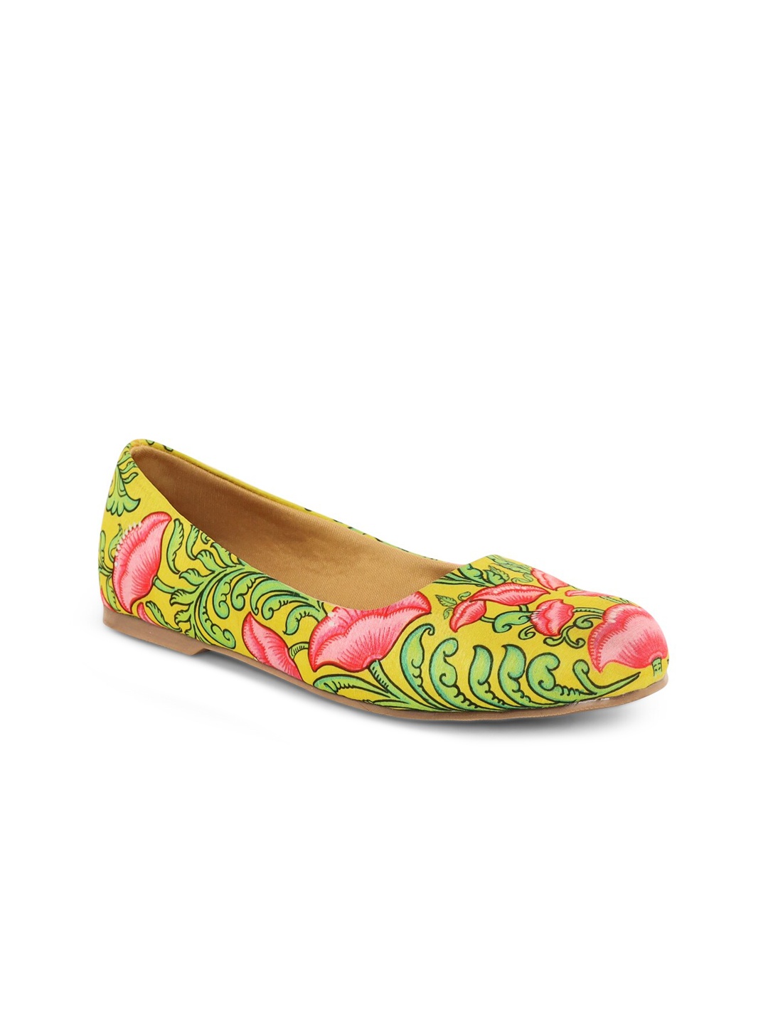 

Kanvas Garden Of Lotus Printed Ballerinas, Lime green