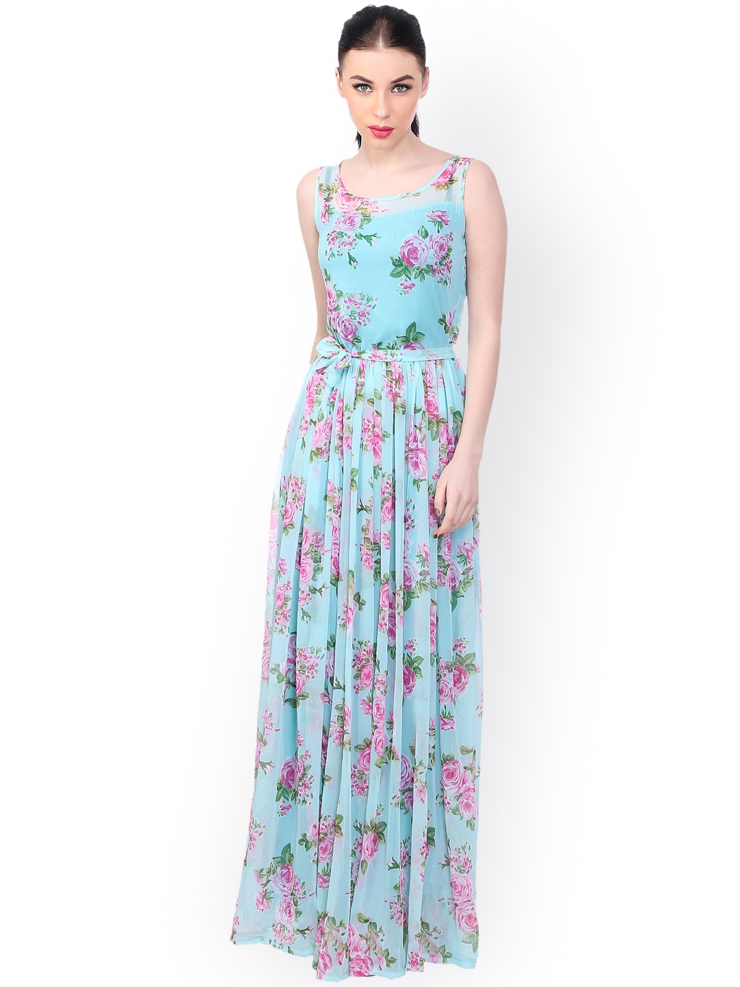 

SCORPIUS Women Blue Printed Maxi Dress