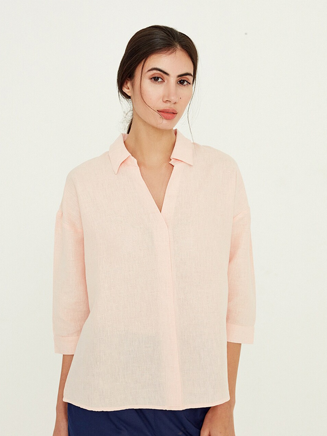 

Ancestry Cotton Shirt Style Top, Peach