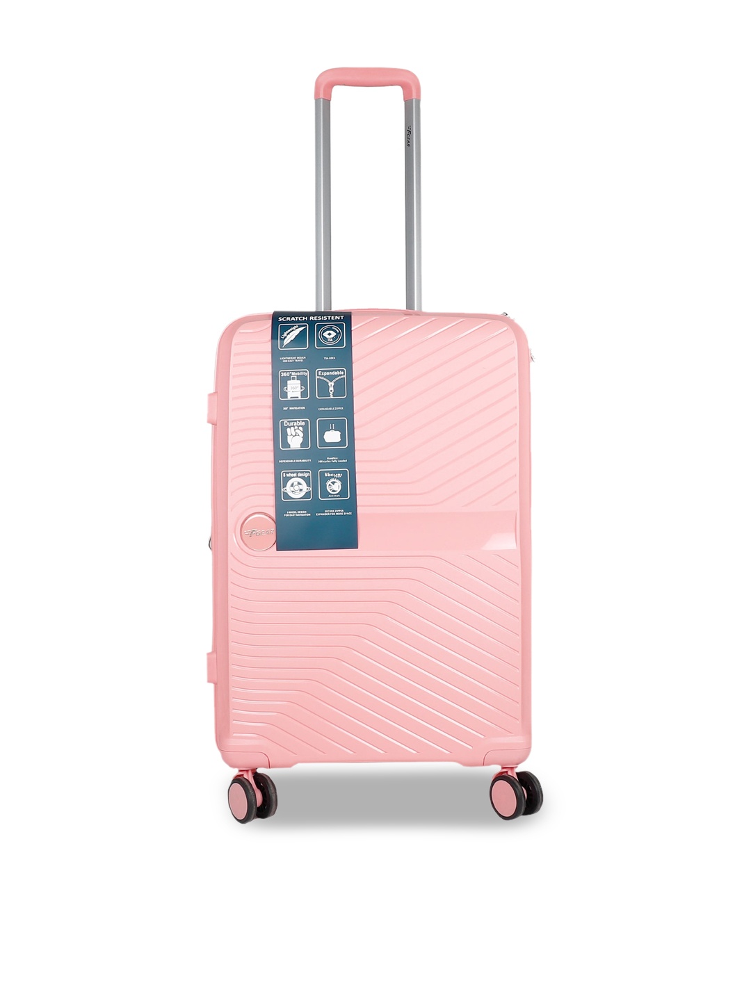 

F Gear Hard-Sided Textured Large Trolley Suitcase, Peach