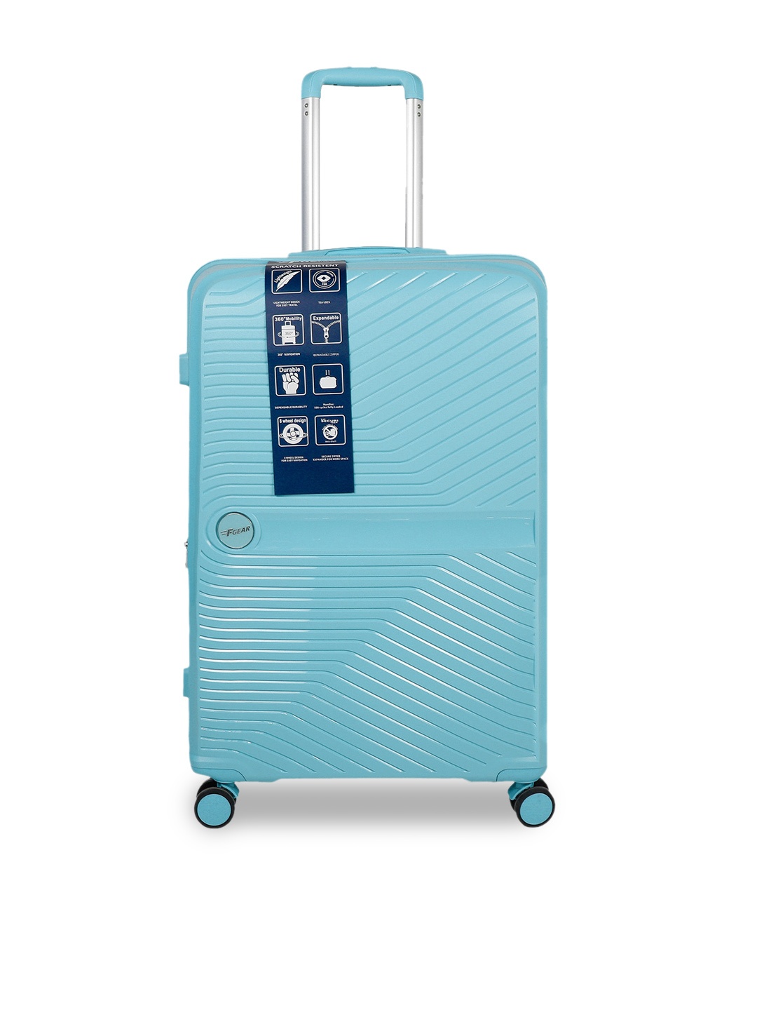 

F Gear Textured Medium Trolley Suitcase, Blue