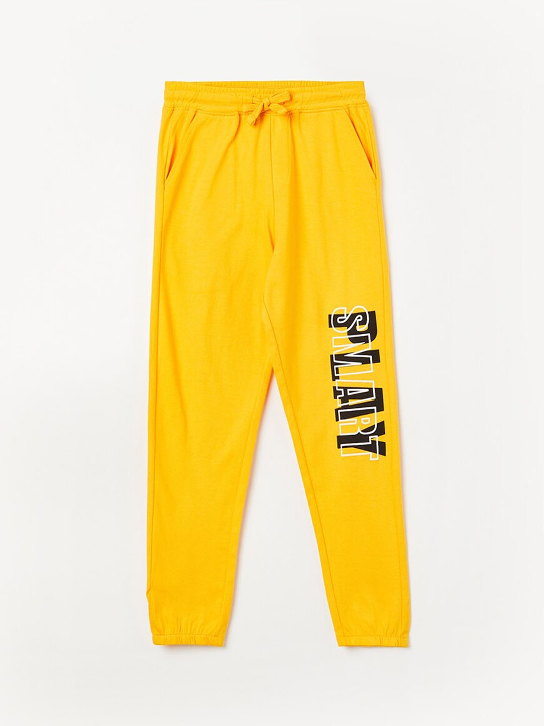 

Fame Forever by Lifestyle Boys Typography Printed Pure Cotton Joggers, Mustard