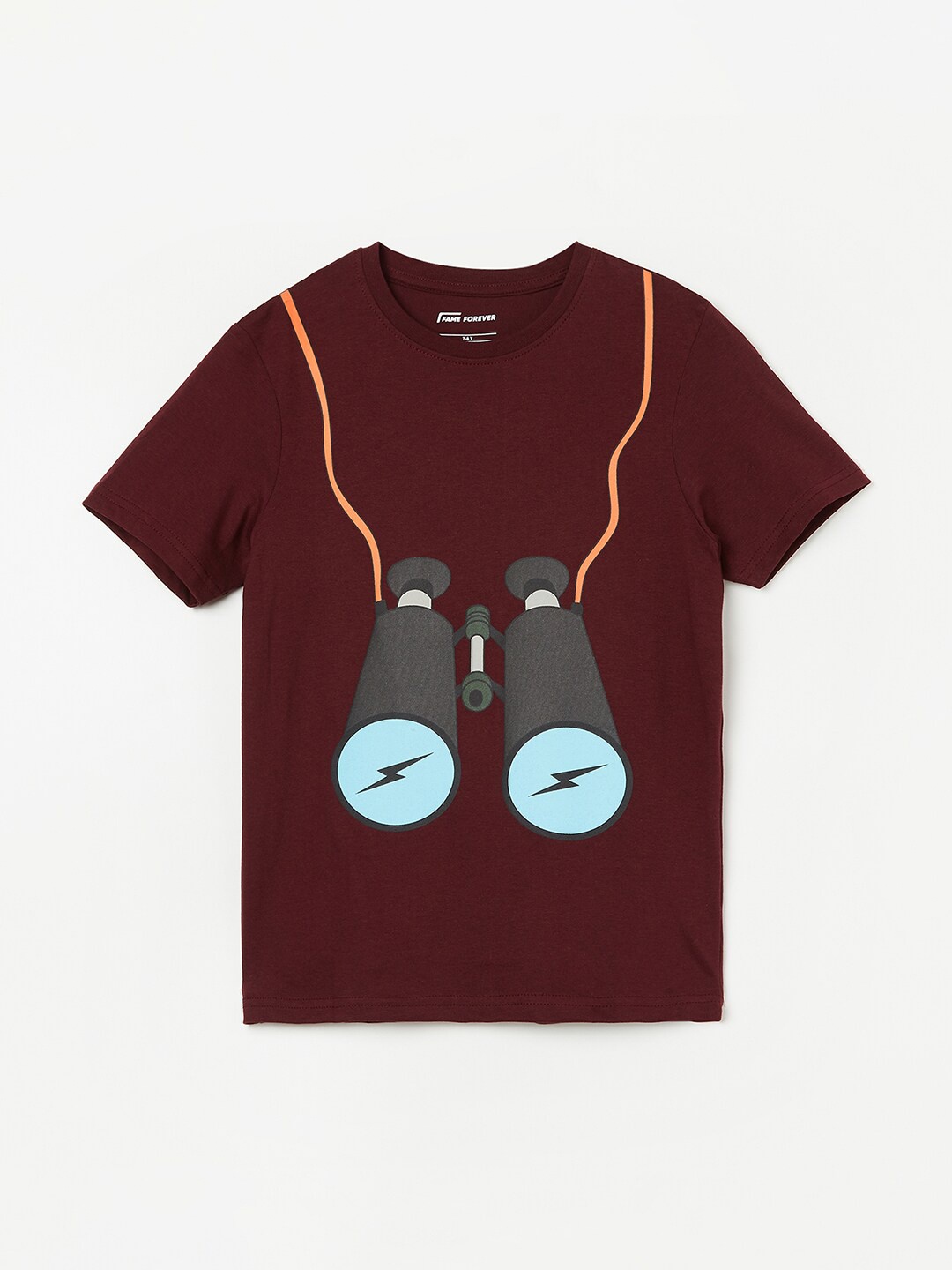 

Fame Forever by Lifestyle Boys Printed Pure Cotton T-shirt, Maroon