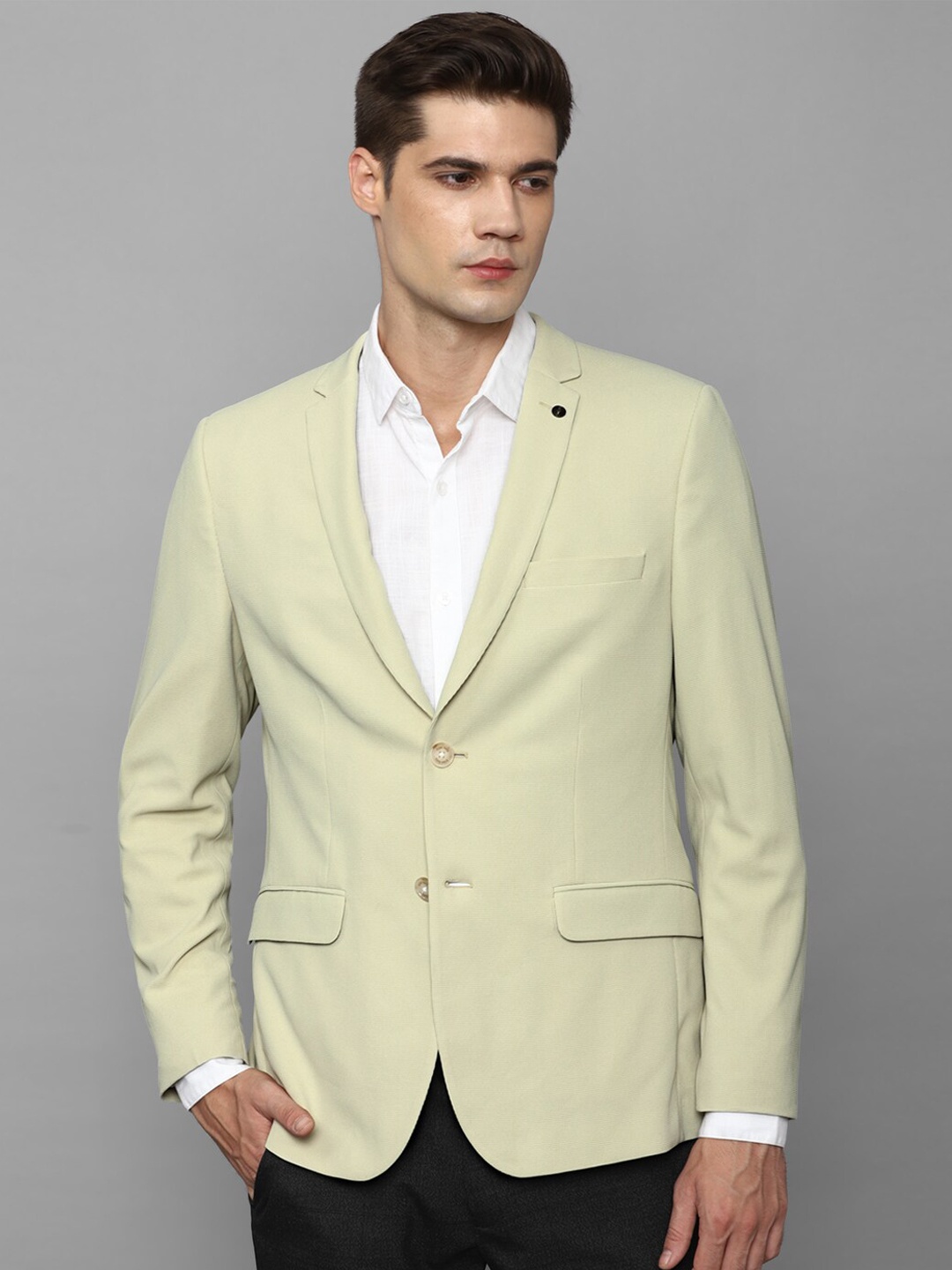 

Allen Solly Single-Breasted Slim-Fit Formal Blazer, Cream