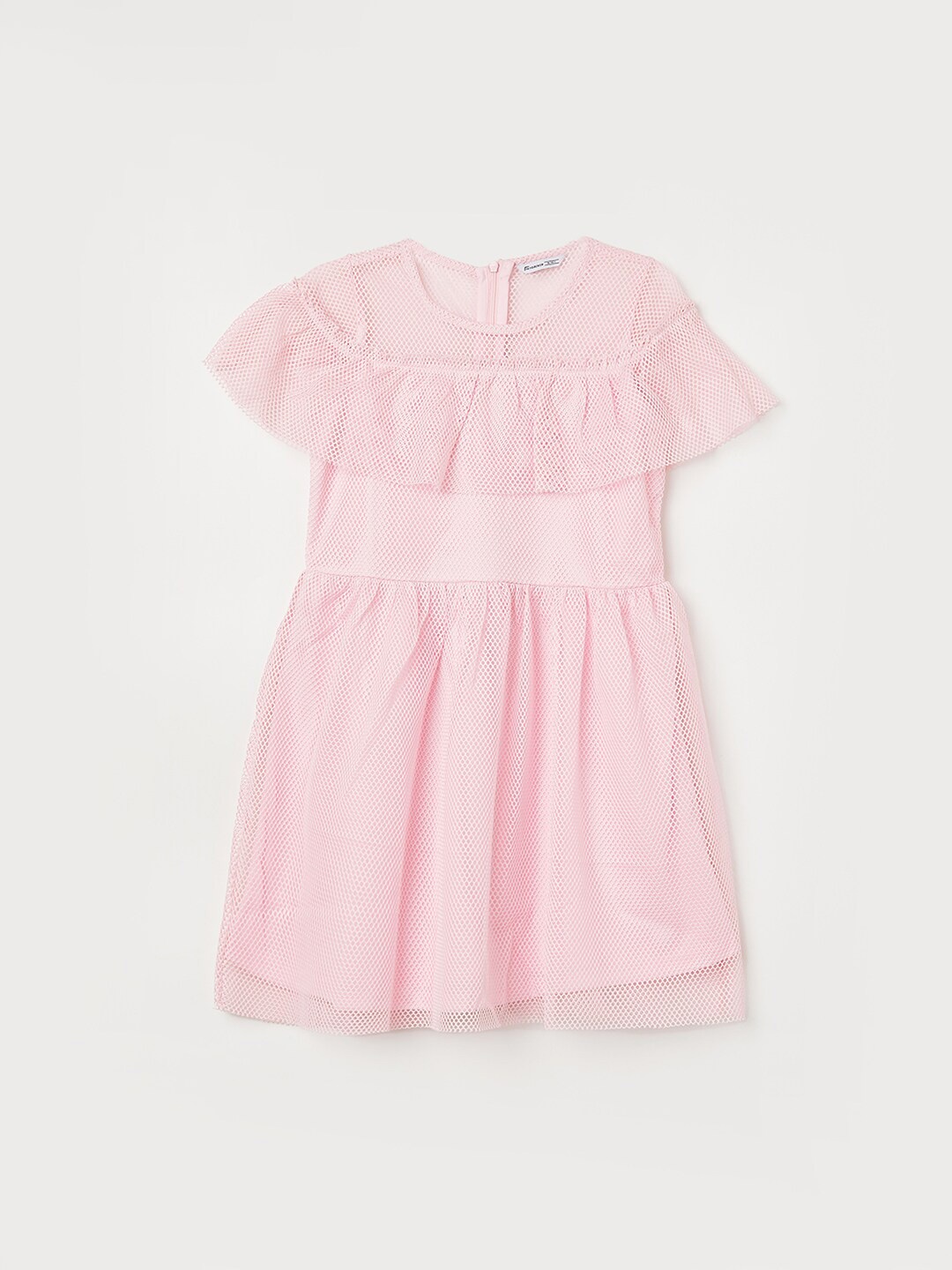 

Fame Forever by Lifestyle Girls Self Design Cape Sleeves Gathered Fit & Flare Dress, Pink