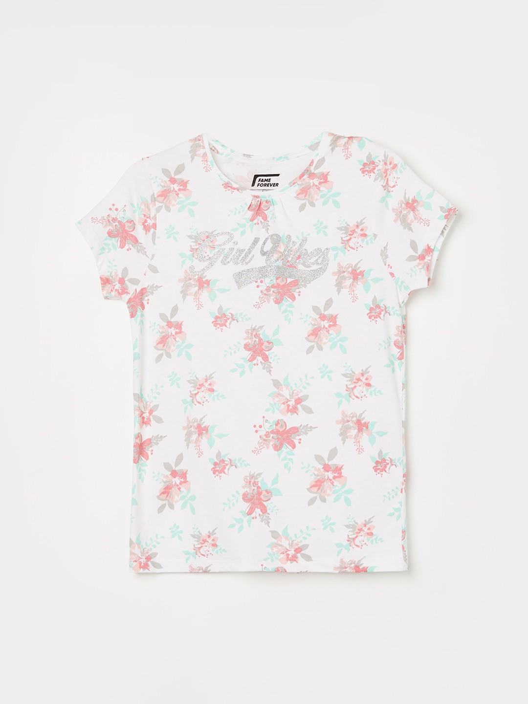 

Fame Forever by Lifestyle Girls Floral Printed Pure Cotton T-shirt, White