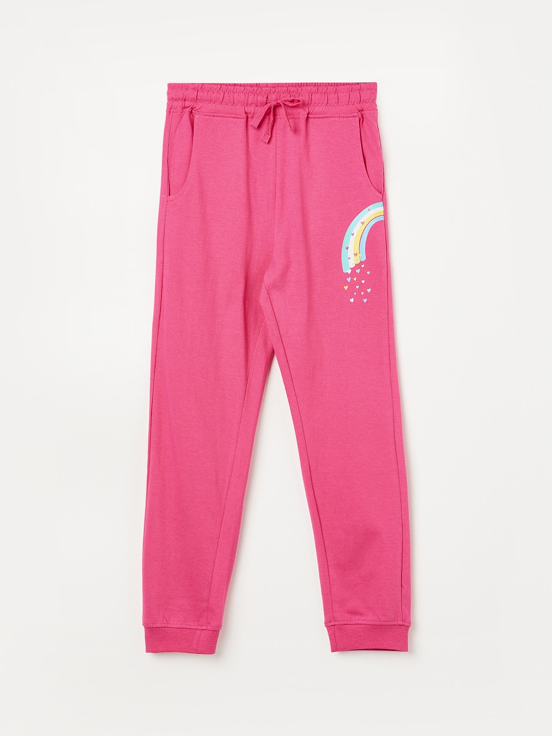 

Fame Forever by Lifestyle Girls Mid-Rise Pure Cotton Joggers, Pink