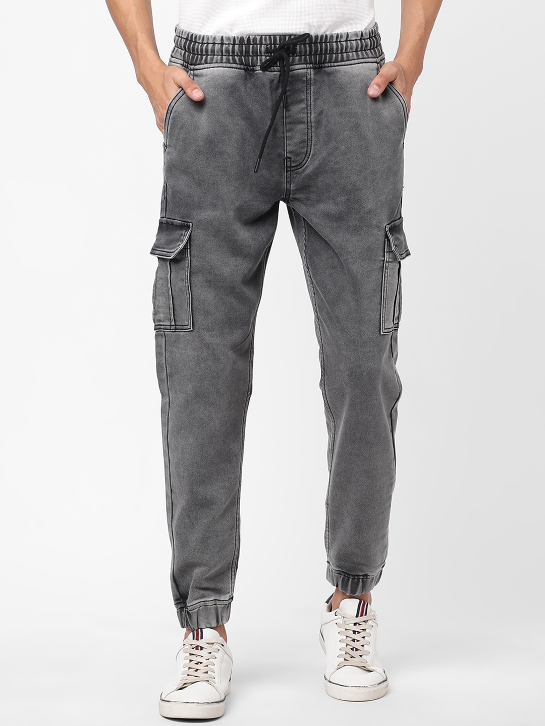 

R&B Men Slim Fit Heavy Fade Cotton Jeans, Grey