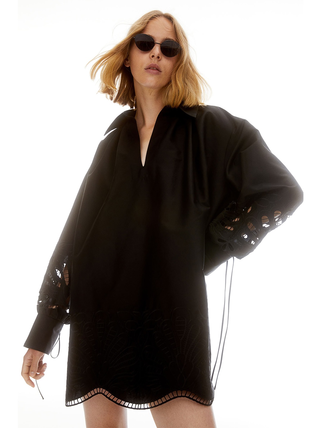 

H&M Embroidered Tunic Dress, Black
