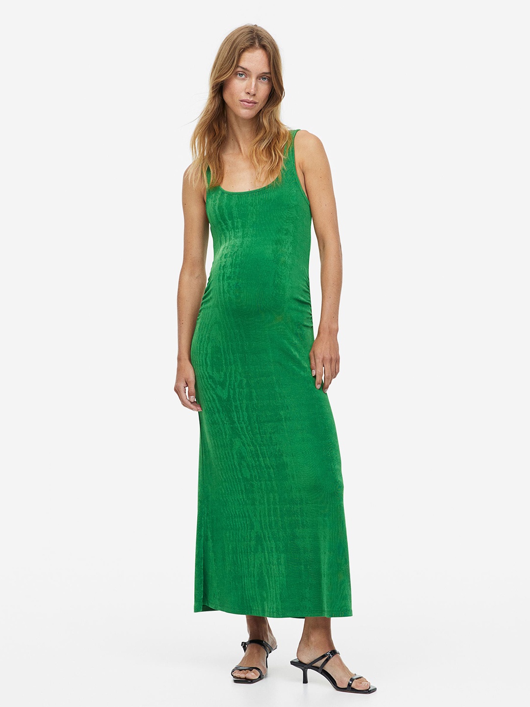 

H&M Mama Shimmering Jersey Dress, Green