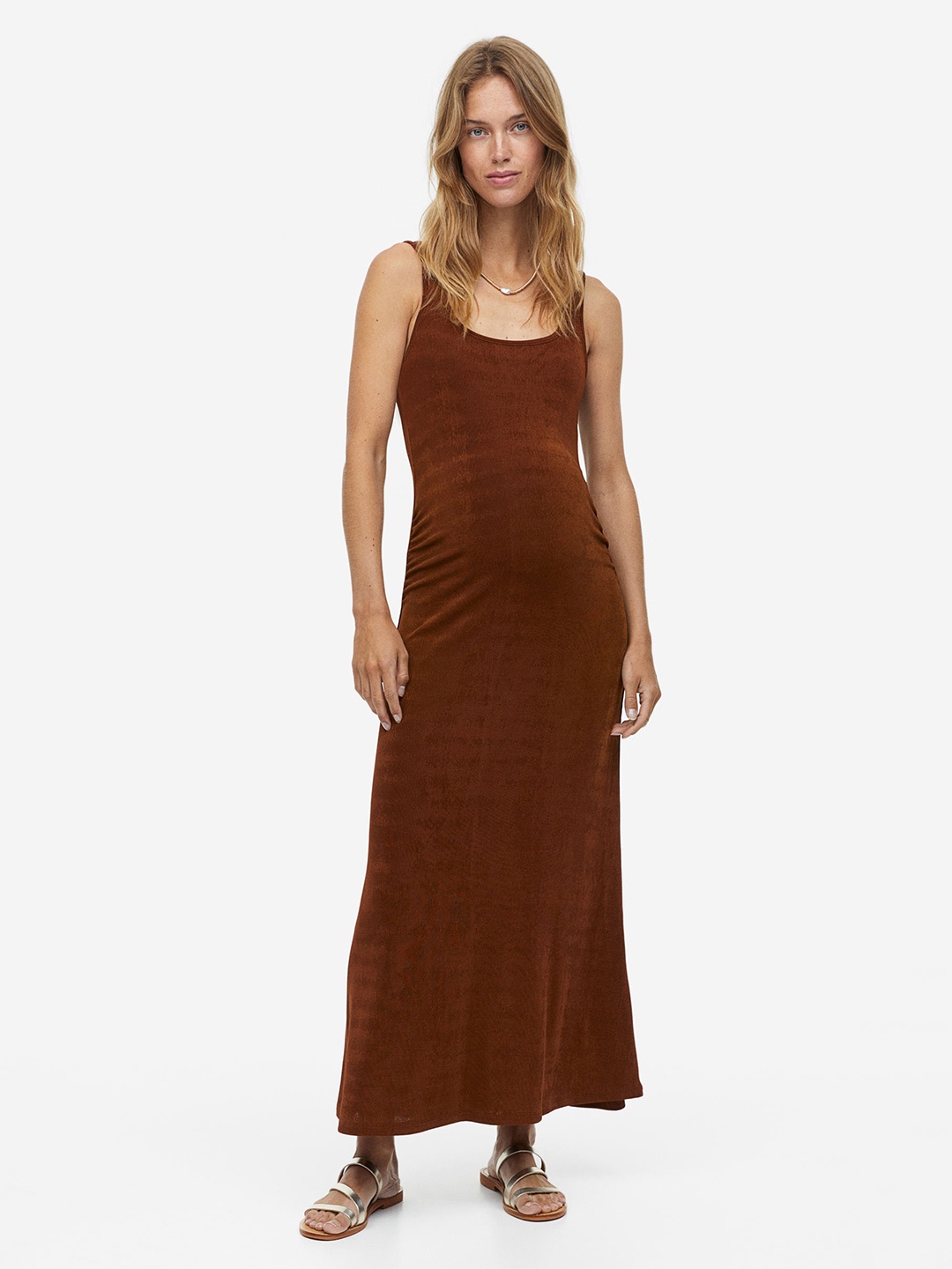 

H&M Mama Shimmering Jersey Dress, Brown