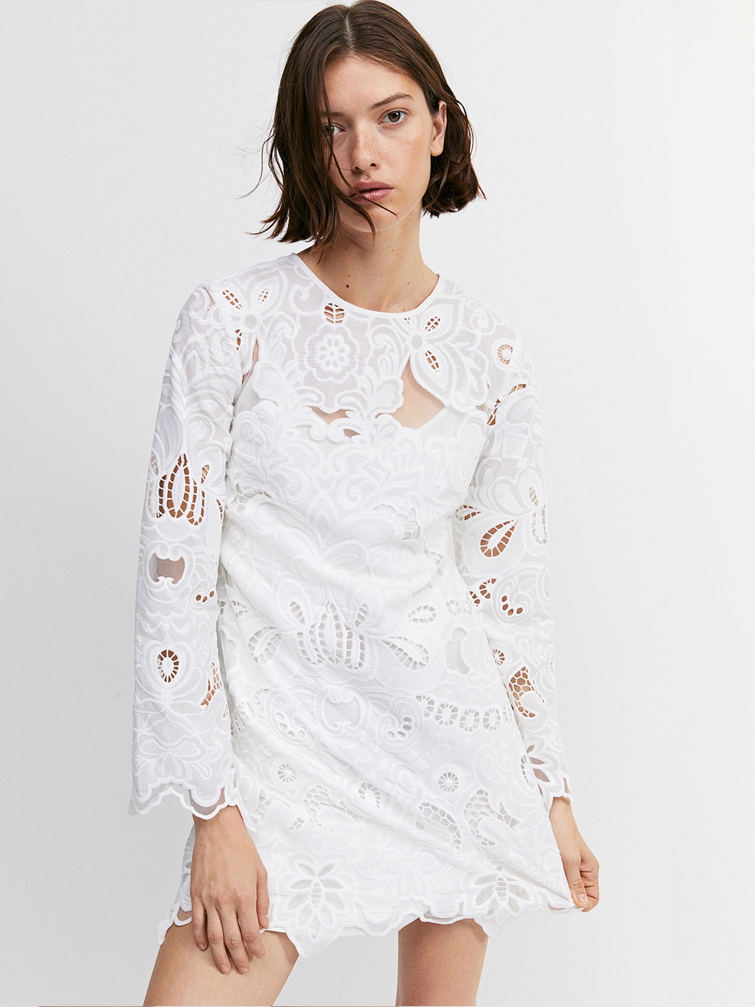 

H&M Broderie Anglaise Dress, White