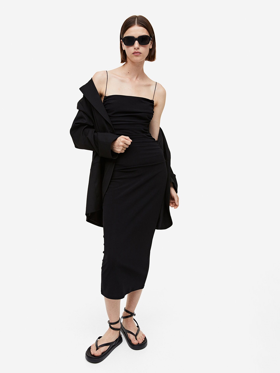 

H&M Draped Bodycon Dress, Black