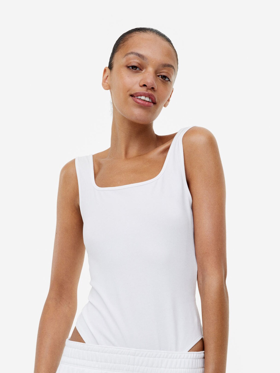 

H&M Square-Neck Thong Body, White