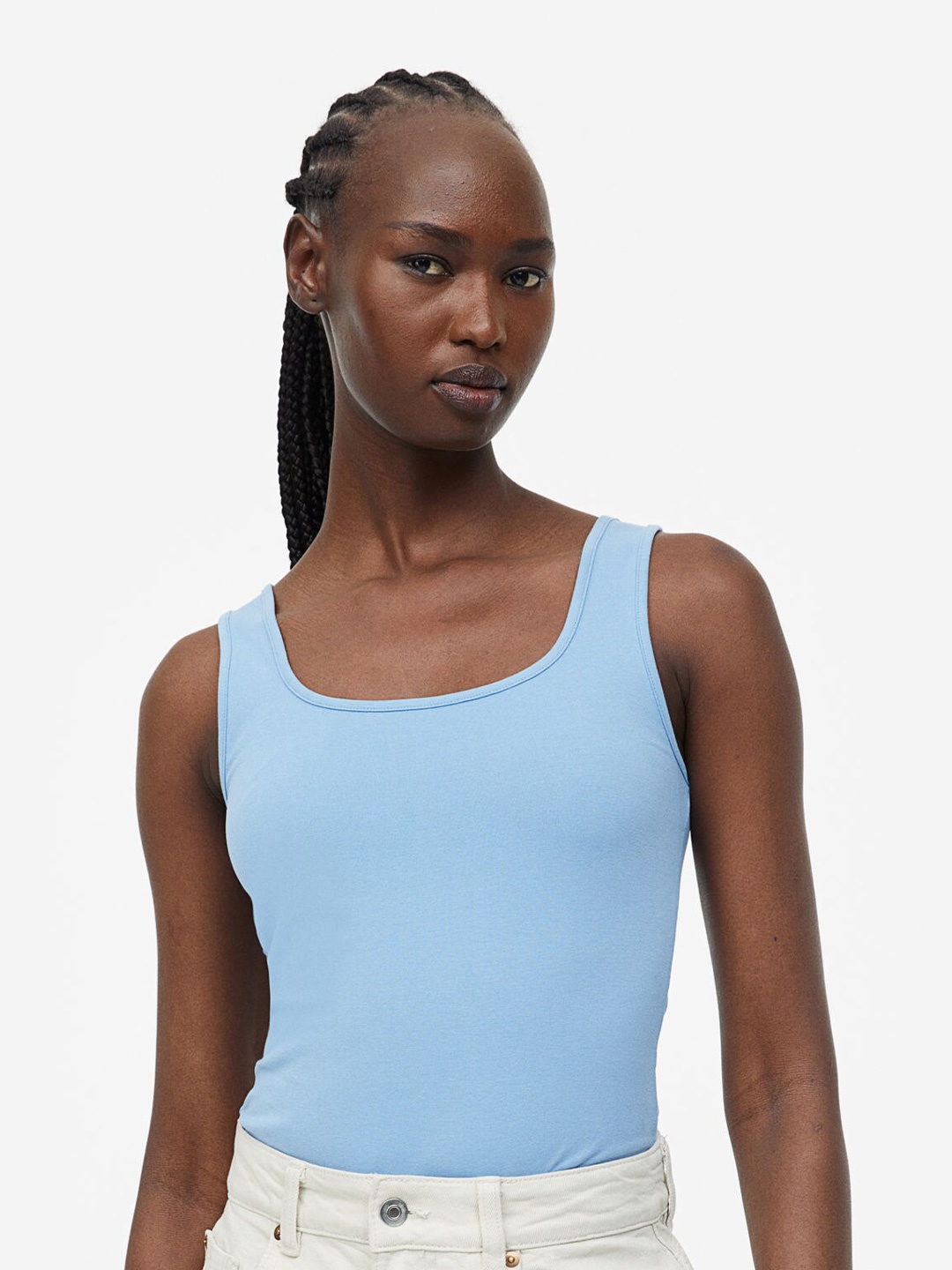 

H&M Square-Neck Thong Body, Blue
