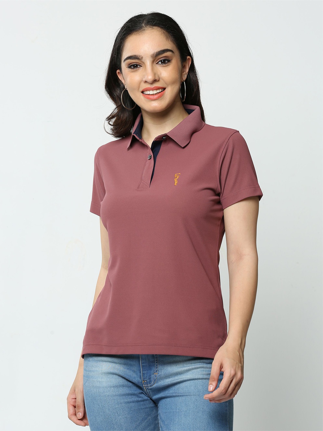 

STELLERS Polo Collar Dry Fit Training or Gym T-shirt, Mauve