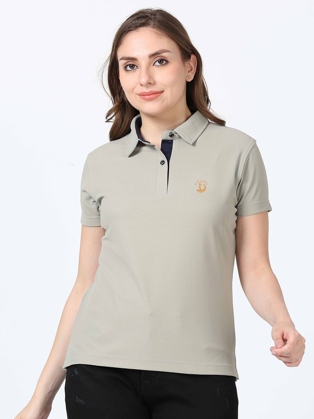 

STELLERS Polo Collar Dry-Fit T-shirt, Grey