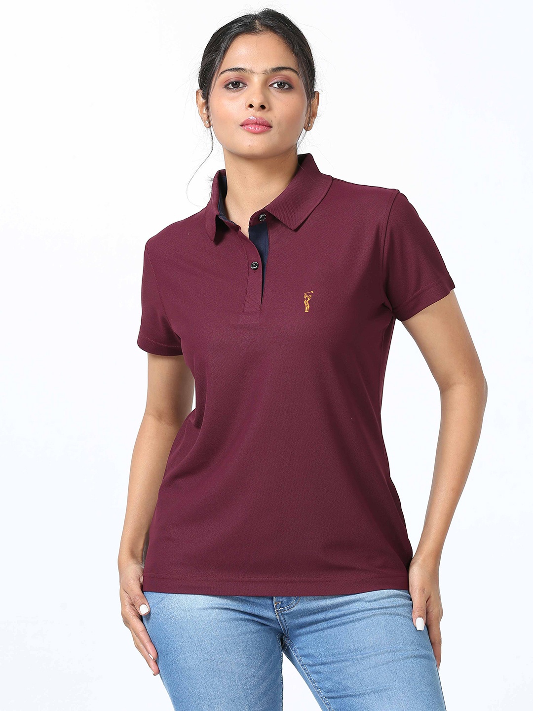 

STELLERS Polo Collar Short Sleeves Dry Fit Sports T-Shirt, Burgundy