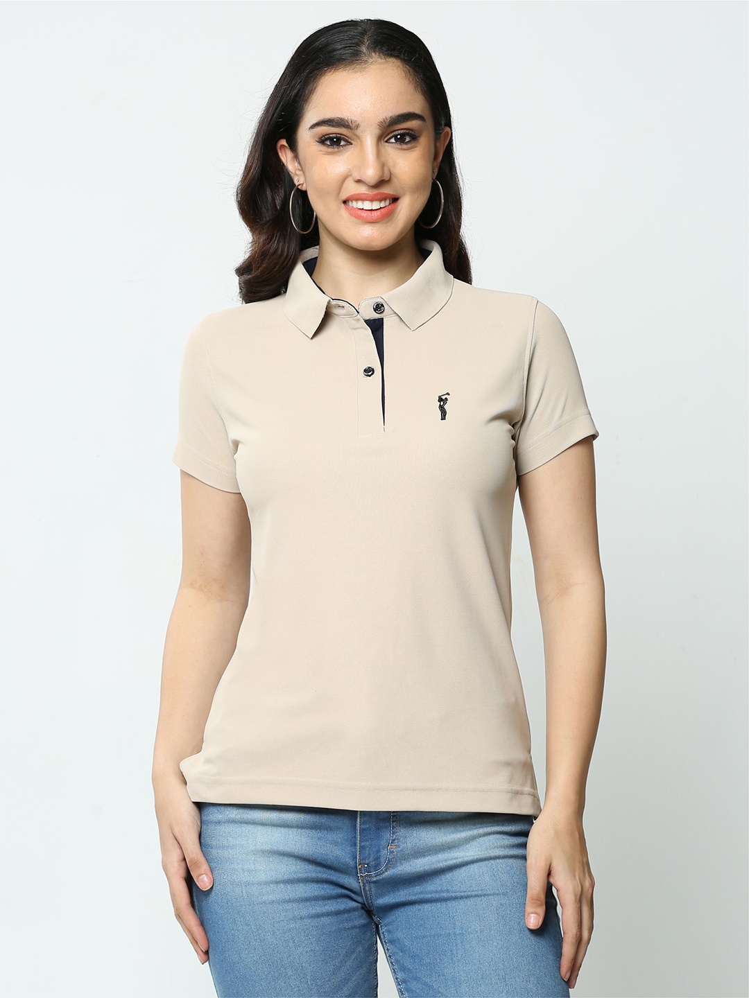 

STELLERS Polo Collar Short Sleeves Dry Fit Casual T-Shirt, Beige