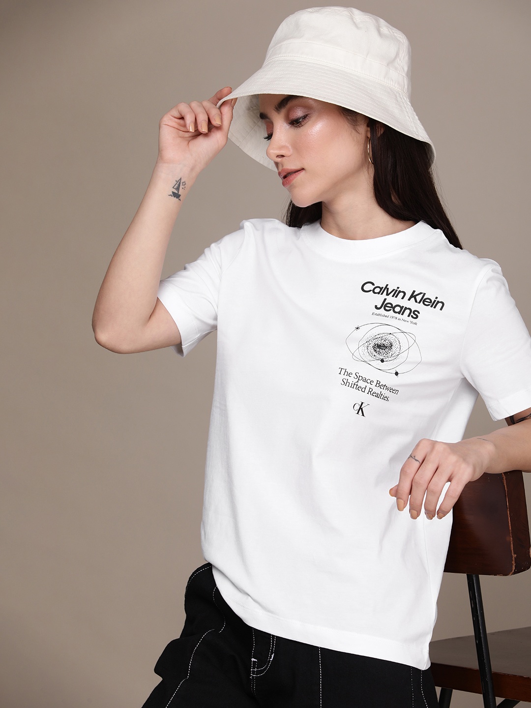 

Calvin Klein Jeans Printed Pure Cotton T-shirt, White