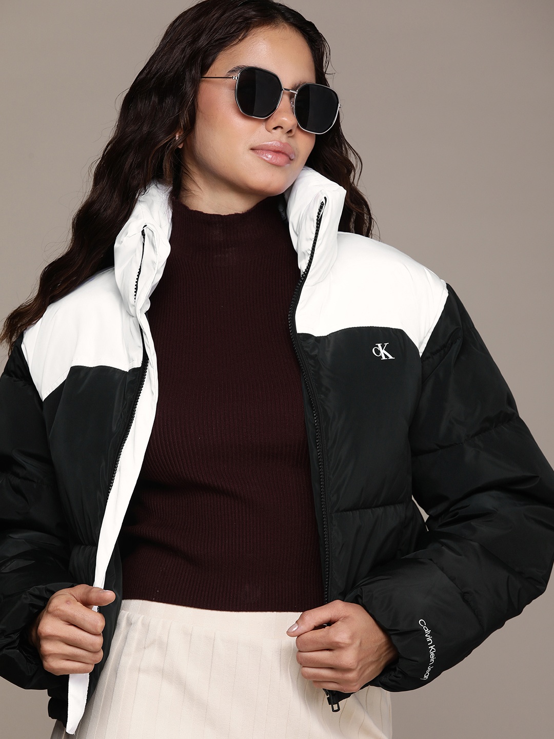 

Calvin Klein Jeans Colourblocked Puffer Jacket, Black