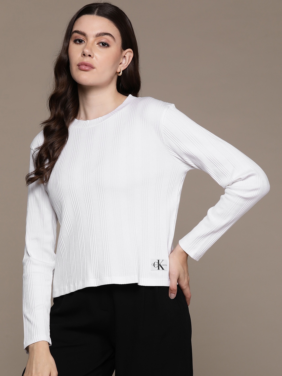 

Calvin Klein Jeans Ribbed Compression T-shirt, White