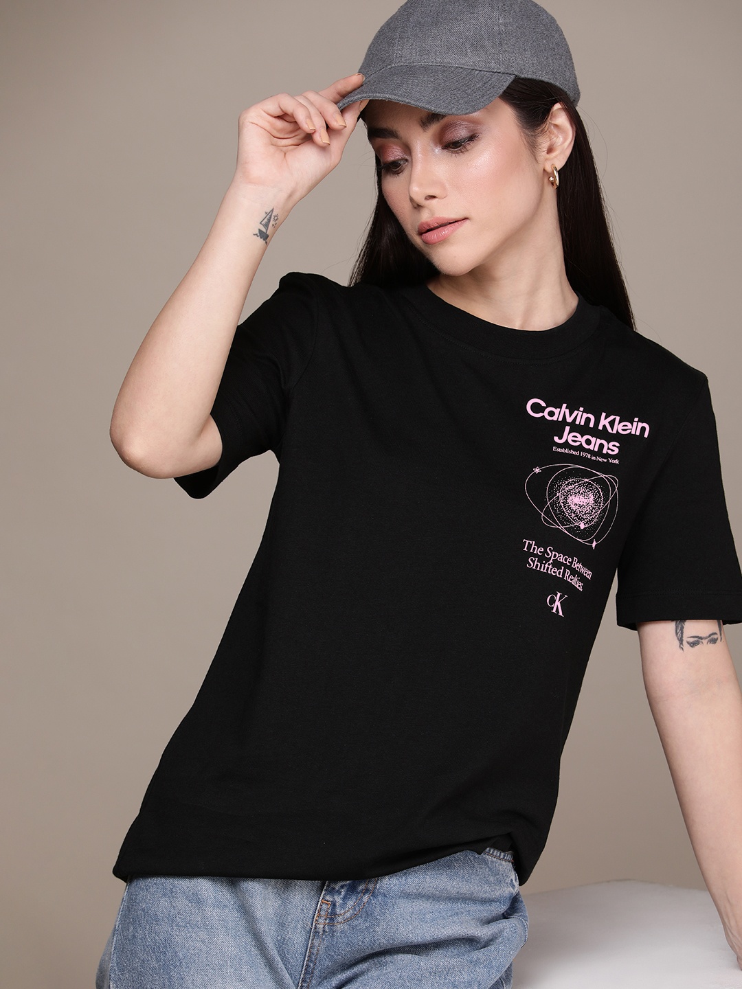 

Calvin Klein Jeans Printed Pure Cotton T-shirt, Black