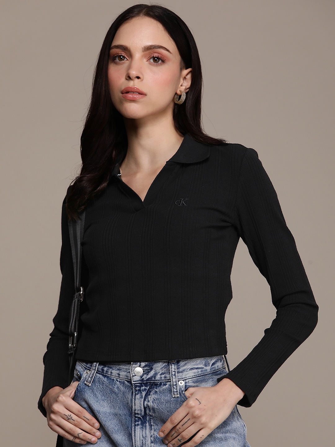

Calvin Klein Jeans Polo Collar Slim Fit T-shirt, Black