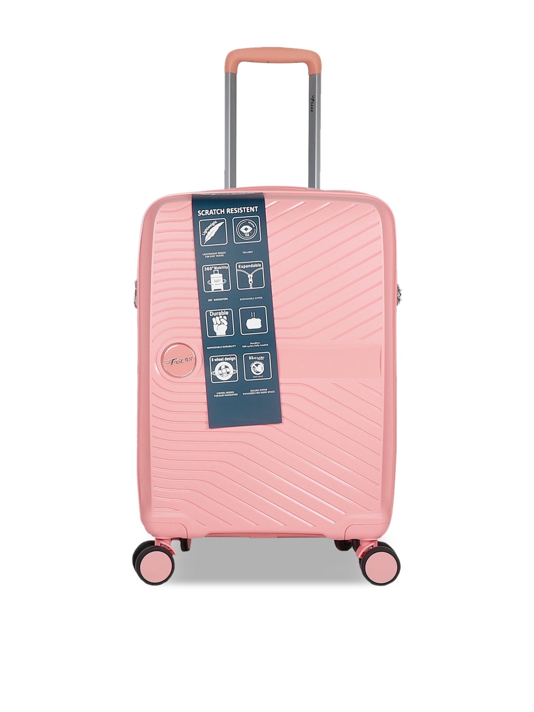 

F Gear Hard-Sided Textured Cabin Trolley Suitcase, Peach