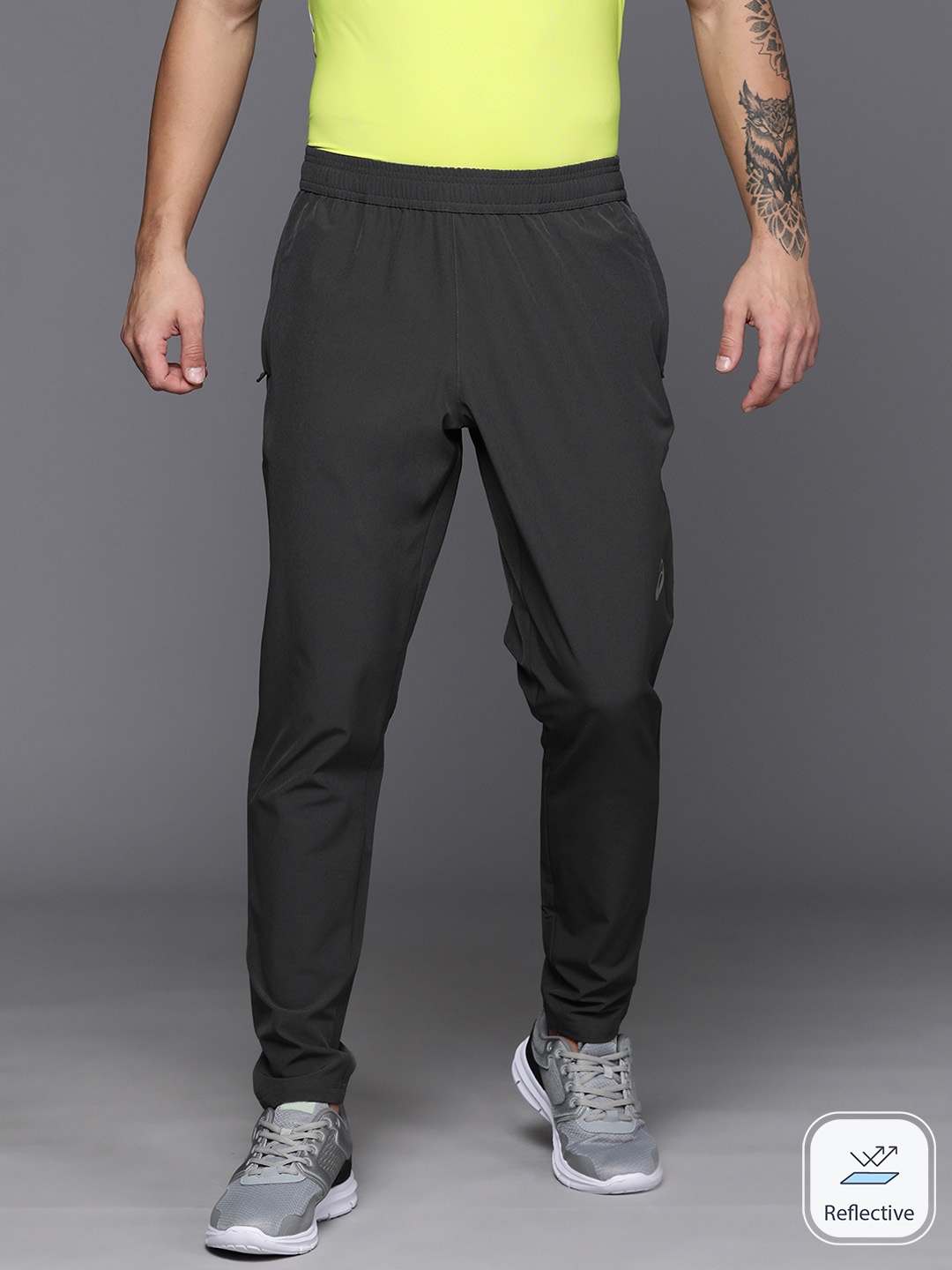 

ASICS Men Reflective Woven Running Track Pants, Charcoal