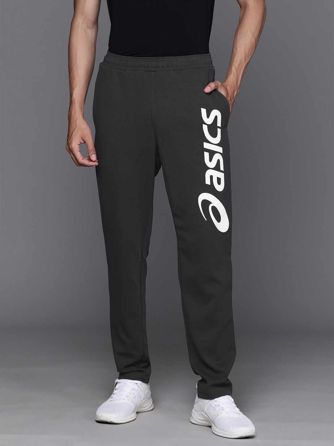 

ASICS Men Graphic Print Logo Training Track Pants, Charcoal