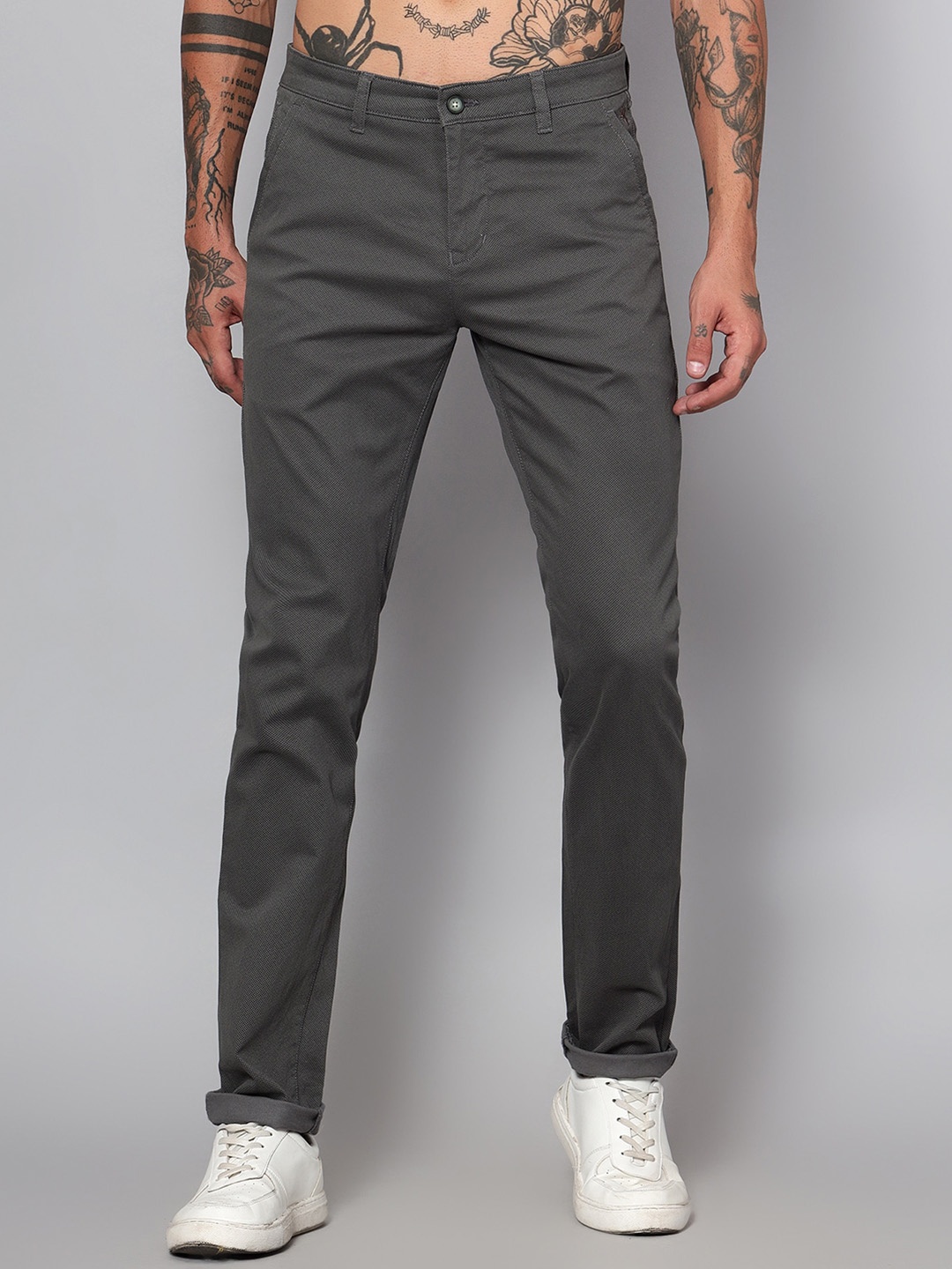 

Cantabil Men Grey Comfort cotton Casual Trousers