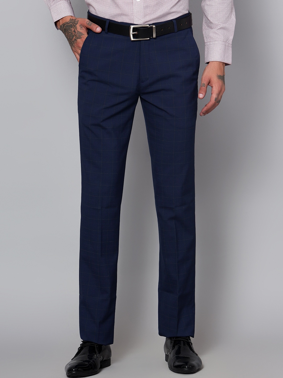 

Cantabil Men Comfort Cotton Formal Trousers, Navy blue