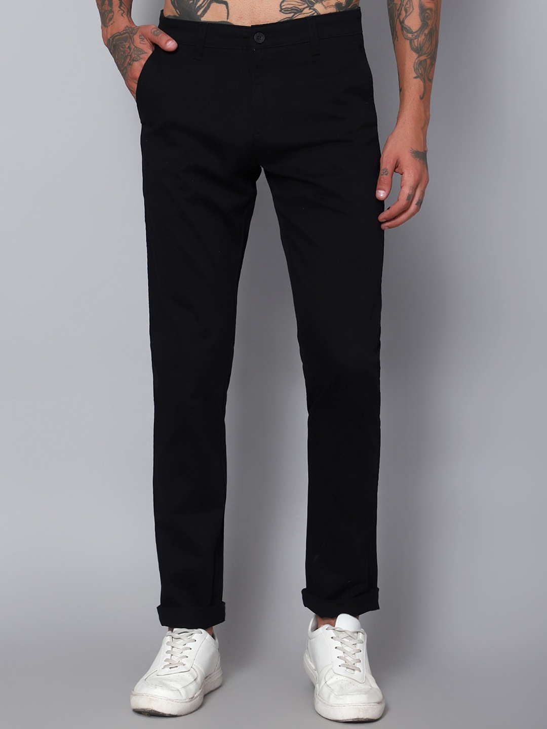 

Cantabil Men Black Comfort Cotton Casual Trousers